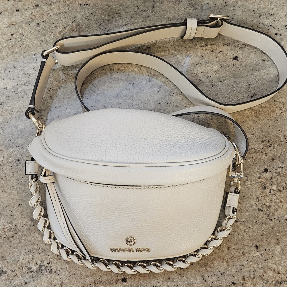 Michael Kors Cream Crossbody Bag with Chain Detail